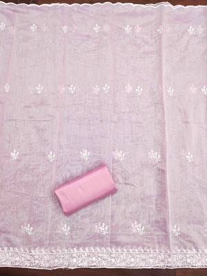 baby pink modal hand work unstitched dress material 4
