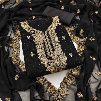 black georgette jarkan work unstitched dress material 1