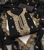 black georgette jarkan work unstitched dress material
