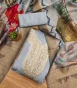 grey organza jacquard swaroski work work unstitched dress material