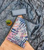 grey premium cotton embroidered work unstitched dress material