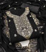 black georgette swaroski work work unstitched dress material