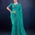 turquoise handwork silk chiffon saree with unstitched blouse piece