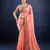 peach handwork silk chiffon saree with unstitched blouse piece