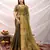 mehndi zari woven linen jacquard saree with unstitched blouse piece