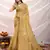 golden zari woven linen jacquard saree with unstitched blouse piece