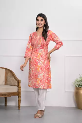 Festive wear ethnic orange chanderi stitched suit with dupatta