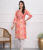 Festive wear ethnic orange chanderi stitched suit with dupatta