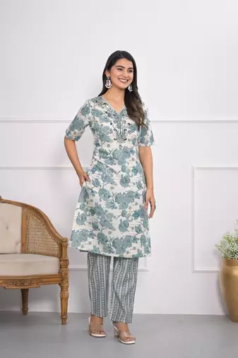 Festive wear ethnic off white chanderi stitched suit with dupatta