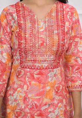 Festive wear ethnic orange chanderi stitched suit with dupatta 3
