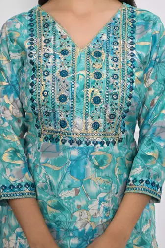 Festive wear ethnic tile  chanderi stitched suit with dupatta