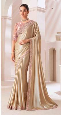 chiku embroidered georgette saree with unstitched blouse piece 1