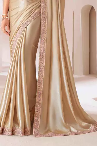 chiku embroidered georgette saree with unstitched blouse piece