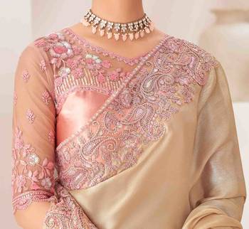 chiku embroidered georgette saree with unstitched blouse piece 4