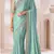 mint embroidered georgette saree with unstitched blouse piece