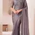 grey embroidered georgette saree with unstitched blouse piece
