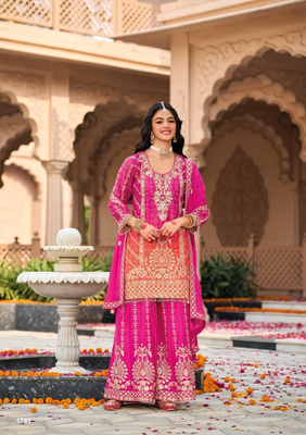 Pink chinon embroidered salwar kameez 3