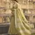 Mustard linen blend saree with unstitched linen blouse piece