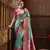 Rama silk blend saree with unstitched blouse piece