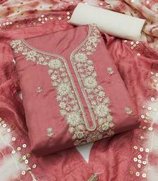 Peach jalpari top, hevy cotton bottom & modal dupatta salwar suit dress material