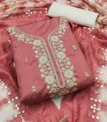 Peach jalpari top, hevy cotton bottom & modal dupatta salwar suit dress material