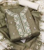 Greyish green jalpari top, hevy cotton bottom & modal dupatta salwar suit dress material