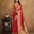 Red silk blend saree with unstitched blouse piece