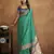 Rama silk blend saree with unstitched blouse piece