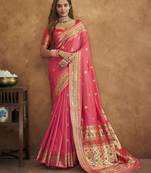 Gajari silk blend saree with unstitched blouse piece