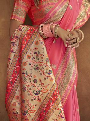Gajari silk blend saree with unstitched blouse piece 3