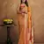 Orange silk blend saree with unstitched blouse piece