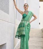 Rama rayon silk blend saree with unstitched rayon blouse piece