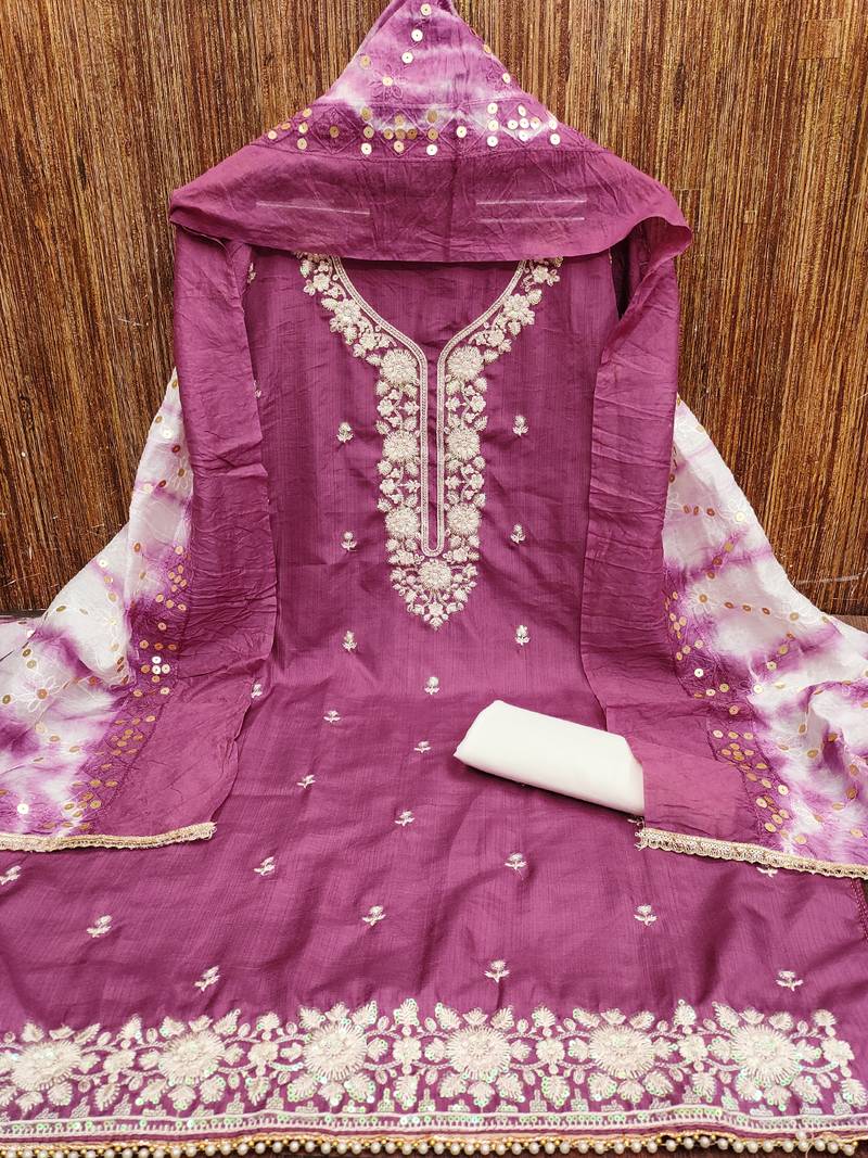 Pink jalpari top, hevy cotton bottom & modal dupatta salwar suit dress material