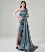 Ash grey cowl detail gown