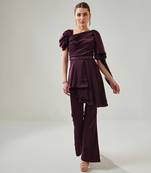 Wine satin flowy co ord set