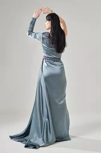 Ash grey cowl detail gown