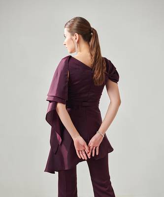 Wine satin flowy co ord set 3