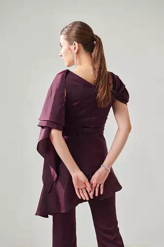 Wine satin flowy co ord set