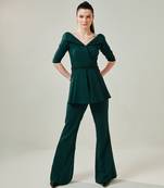 Off shoulder moss green co ord set