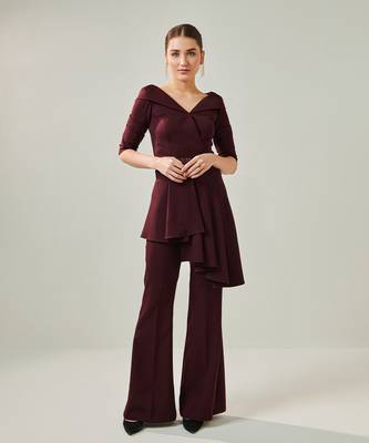 Off shoulder wine co ord set 1