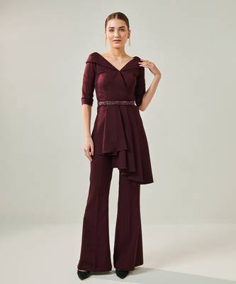 Off shoulder wine co ord set 2