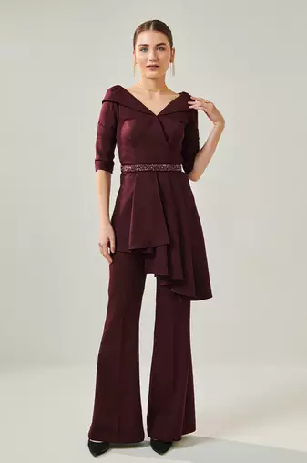 Off shoulder wine co ord set