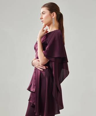 Wine satin flowy co ord set 5