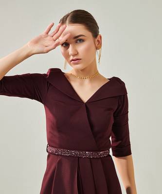 Off shoulder wine co ord set 3