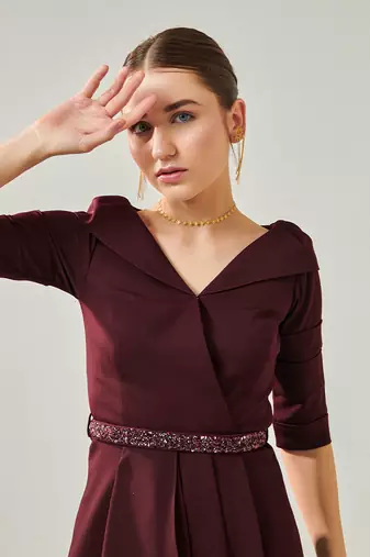 Off shoulder wine co ord set