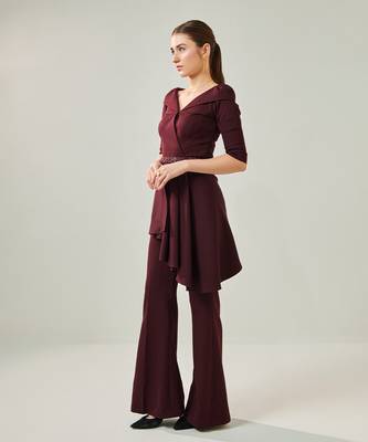 Off shoulder wine co ord set 5