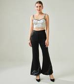 Silver corset and hand embroidered pants set with faux pocket detail