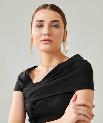 Black off shoulder drape co ord set 2