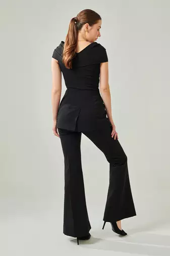 Black off shoulder drape co ord set