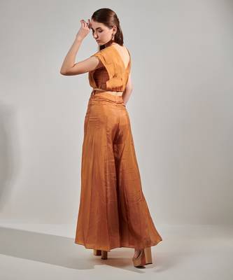 Honey mustard pleated top and sharara set 4